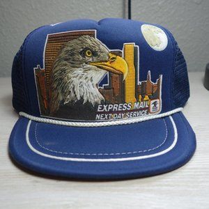 USPS Express Mail Eagle Blue Size Mesh Trucker Hat SnapBack Vintage US Mail